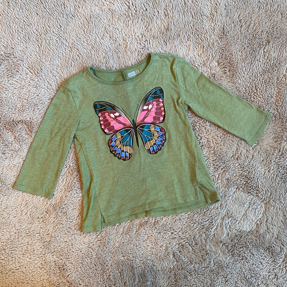 Crazy 8 4T Girl 3/4 Length Sleeve Green Shirt